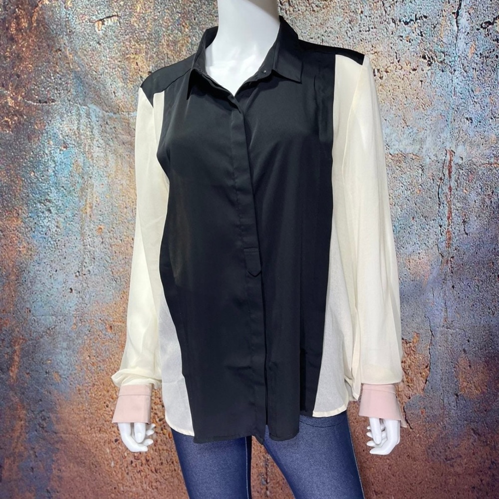 Sheer Large Tall button up blouse NWOT